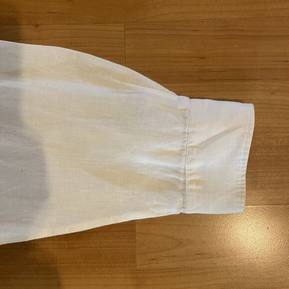 Eddie Bauer 100% Linen‎ Men's XXL /2XL Button Down Long Sleeve Shirt Ivory Beige - Picture 7 of 9